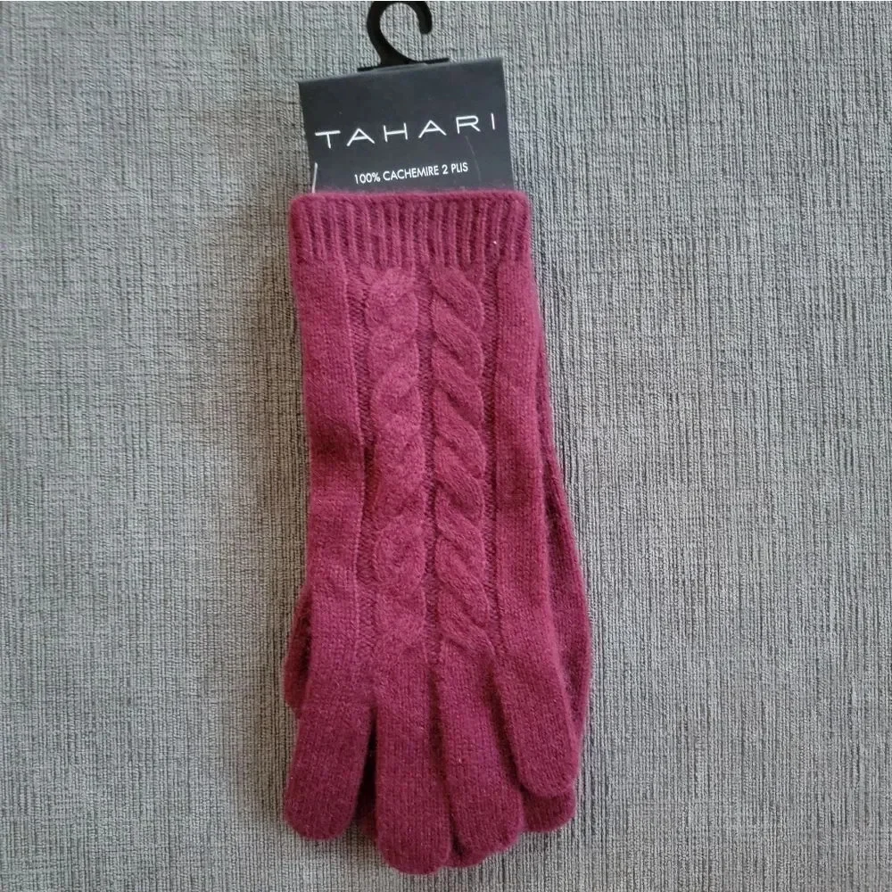 TAHARI Women's 100% Cashmere Gloves 10 inch long